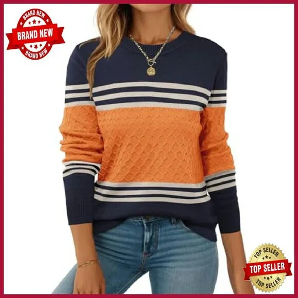 Soft Crewneck Pullover Sweater, Viscose Blend, Fall Casual Wear - Picture 2 of 8